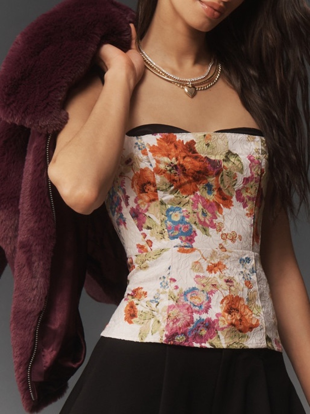 NWT Anthropologie By Maeve Jacquard Peekaboo Bustier Style Tank Top